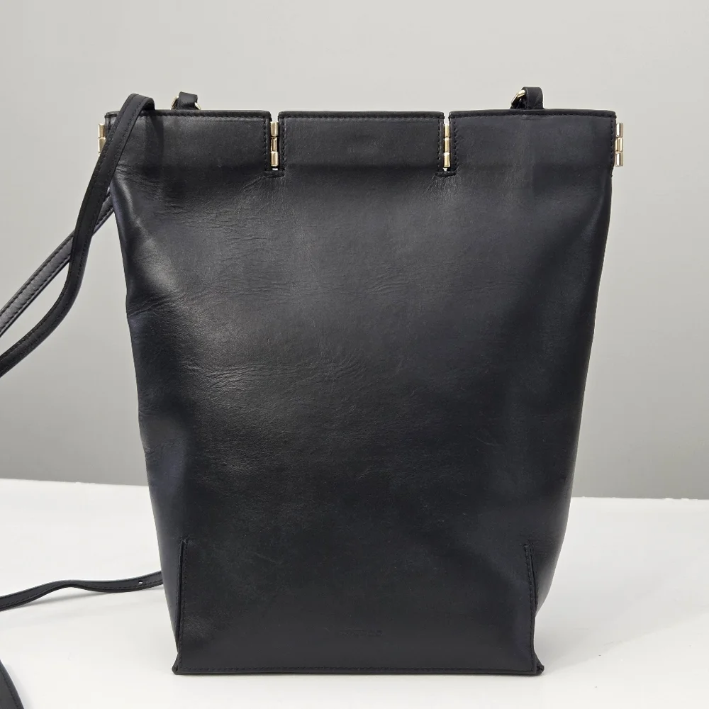 PETER DO HINGED LEATHER BAG - BLACK